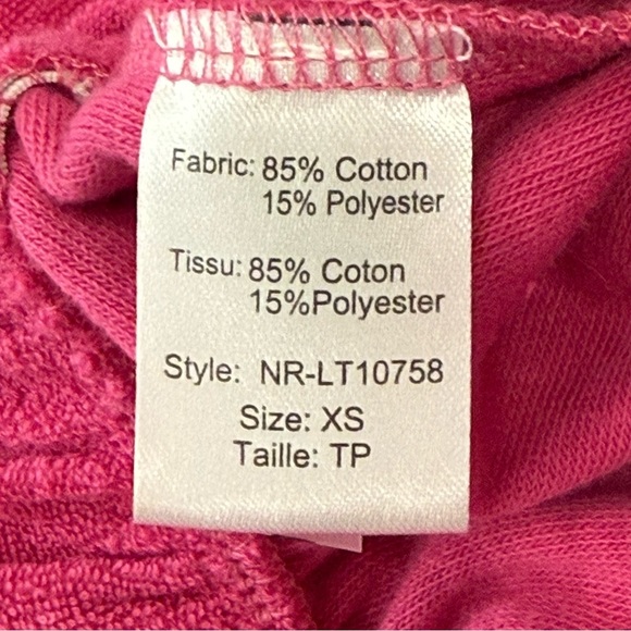 Elan Terry Cloth Matching Set Elastic Hem Crop Top Drawstring Shorts Hot Pink XS - Picture 7 of 10